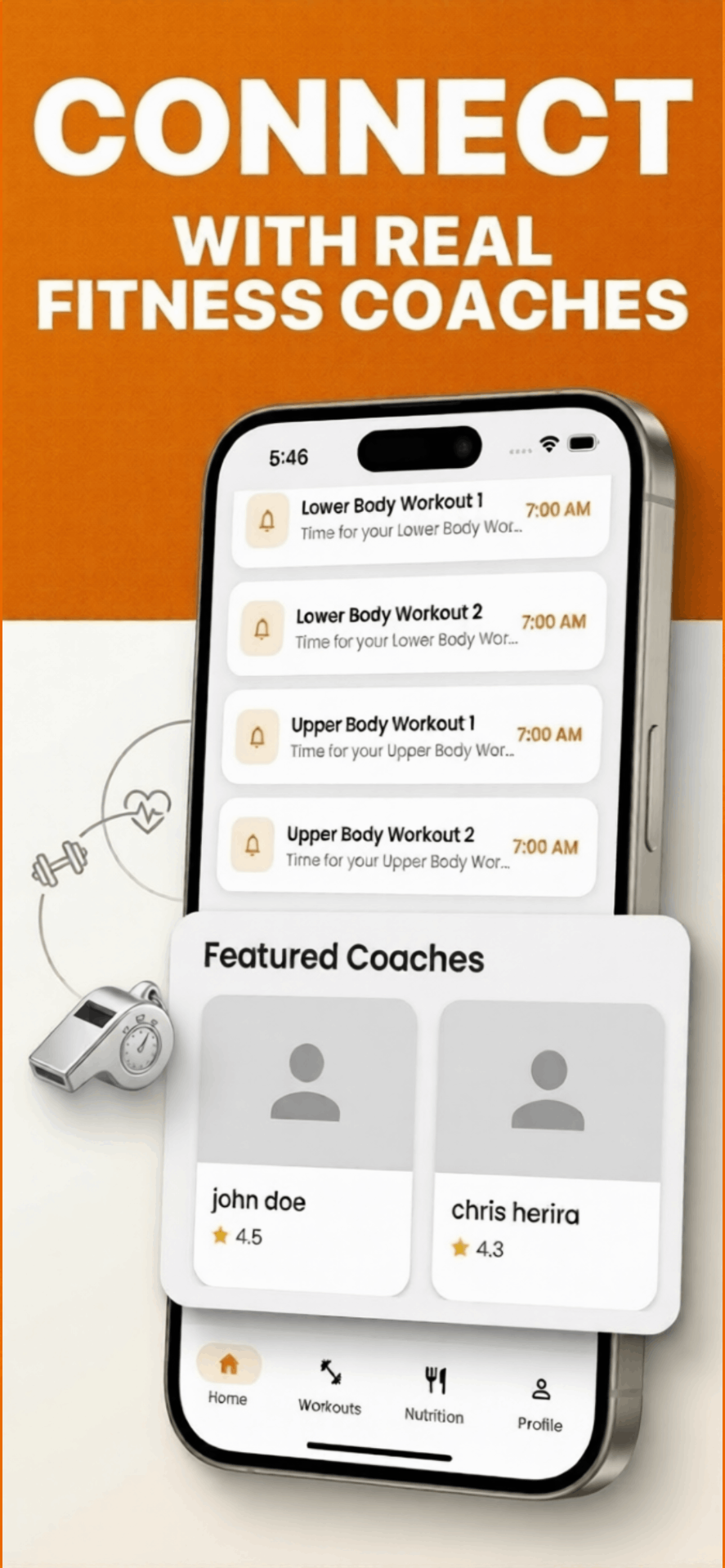 Fitverse featured coaches and reminders screen